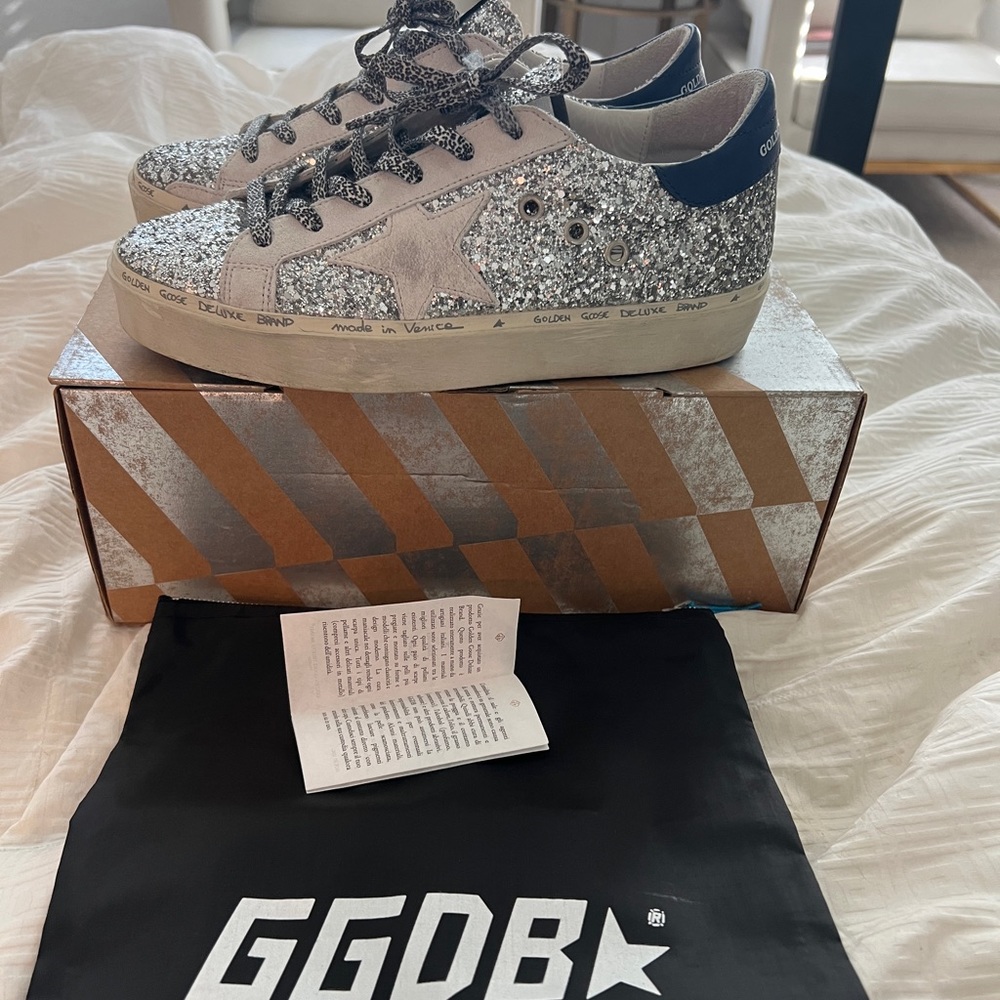 Like new glitter Golden Goose hi star sneakers size 38